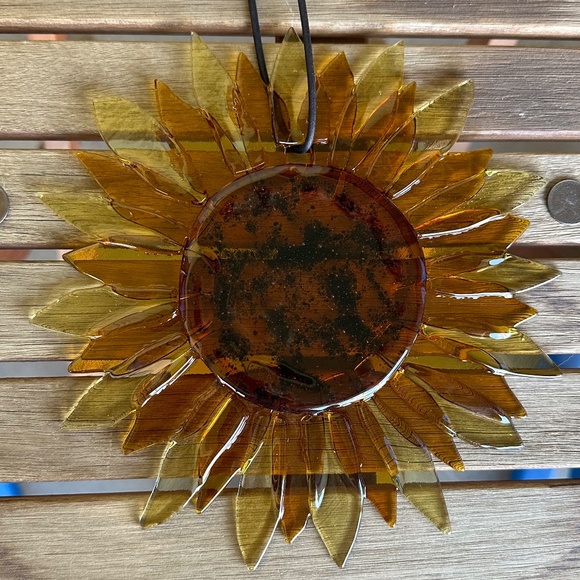 Fused glass sun catcher or wall hanging - 8x8 inches - sunflower - HANDMADE - Picture 3 of 6